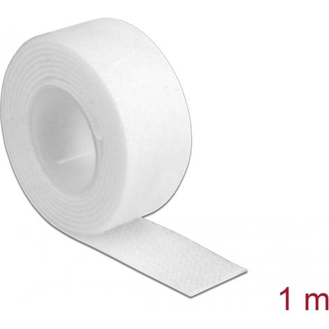 Delock Cinta de gancho y bucle en rollo LA 1 m x AN 20 mm blanco