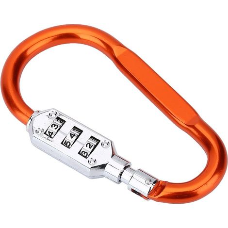 Kombinationskarabiner, abschließbarer Karabiner, Karabinerschloss, Reisegepäck-Sicherheitsschloss in 3 Farben, abschließbares Vorhängeschloss (Orange) (1/5)