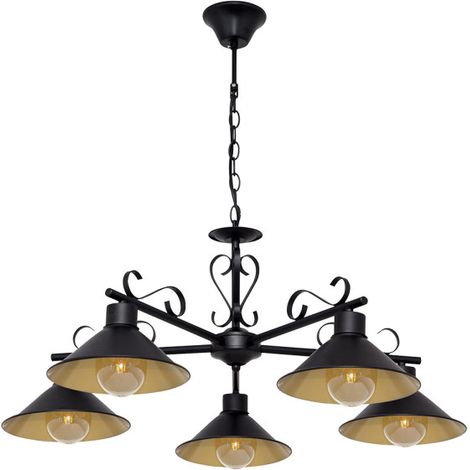 FAB 151055016 Lampe Azalee 5xe27 Schwarz / Gold Regx74x74 Cm