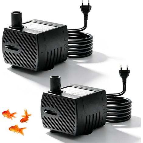 2 Pièces Mini Pompe Submersible 3W 180 L/H, Pompe Aquarium Ultra Silencieuse avec Câble D'alimentation, Pompe Fontaine Réglable pour Aquarium, Bassin, Statuaire, Cascade, Hydroponie et Chat (1/5)
