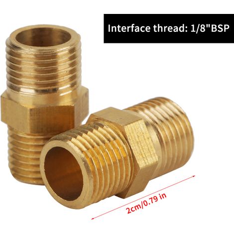 20 pièces Adaptateur rapide de raccord hexagonal en laiton à filetage extérieur 1/8 BSP vers 1/8 BSP (1/5)