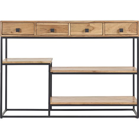 Konsole 4 Schubladen aus Akazienholz und Metall schwarz L115 cm GRENELLE