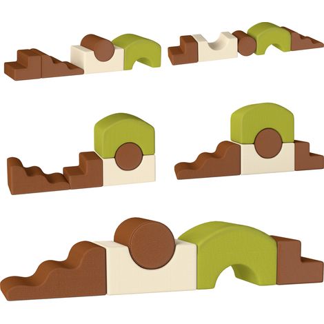 Lot 5 blocs mousse souple enfant housse cordon sol antidérapant multicolore (1/4)