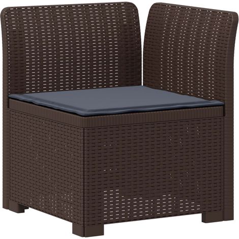 1-Sitzer Garten-Sofa mit Kissen Rattan-Look PP Braun vidaXL (1/5)