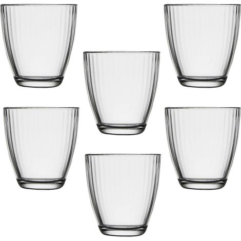 Set di 12 Bicchieri in Vetro Trasparente 280ml  Resistente al Microonde Lavabile in Lavastoviglie, Freezer