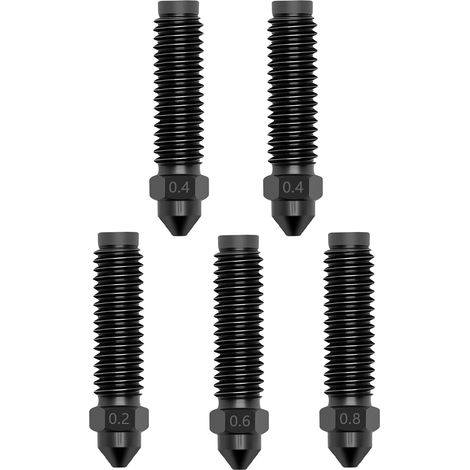 Lot de 5 buses en acier trempé pour Centauri Carbone : buses Hotend 0,2/0,4/0,6/0,8 mm - Accessoires de buses résistantes aux températures élevées et à l'usure pour imprimante 3D (1/5)