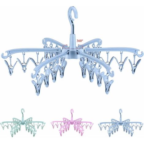 Pliant Etendoir Chaussette 24 Piéces pour Chaussettes, Support Chaussettes Etendoir, Serviettes, sous-Vêtements, Inserts de Chaussures (Bleu)