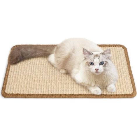 Tapis griffoir pour Chat,T Beige apis à Gratter Horizontal,Tapis de Sol pour Chat,Protège Les Tapis et Canapés (1/5)