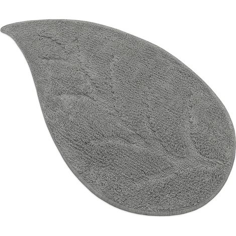 Tappeto Foglia Bagno Puro Cotone Morbido Camera ScendiLetto Assorbente Lavabile 100% Made In Italy - Grigio