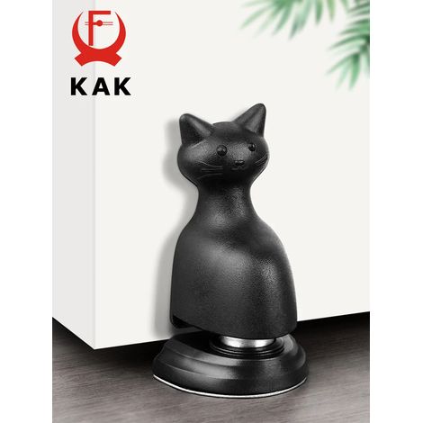Butée de porte magnétique en forme de chat, sans perçage, résistante au vent et aux chocs, livrée avec un autocollant adhésif. (1/4)
