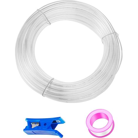 164 ft Clear Pneumatic Hose Polyurethane Flexible 6mm Outer Diameter x 4mm Inner Diameter + 1 Blue Pipe Cutter + 1 Pink Teflon Tape (1/5)