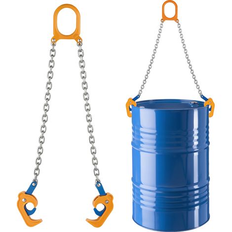 VEVOR Elingue Chaine Levage de Futs a 2 Brins avec Crochets de Securite, 6 mm x 50 cm, Capacite de Charge 0,9 t, Chaine de Levage Robuste G80, pour Chantier de Construction, Usines, Entrepots, Quais