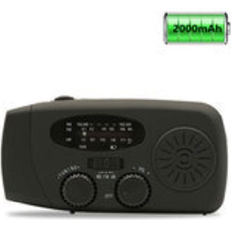 Solar Radio, Survival Hand AM/FM Weather Disaster Prevention Radio With 3 Charging Methods, 2000mAh Rechargeable USB Phone Charger, LED Bright Flashlight, Use For Household And Outdoor Camping, Hiking (1/5)