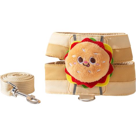 Ensemble harnais et laisse pour chat, harnais anti-fugue, ensemble avec harnais hamburger et laisse, costumes pour chats et lapins (taille M)