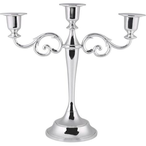 Antiker dreiarmiger Kerzenständer aus Metall für Weihnachts- und Hochzeitsdekoration, Accessoire für Zuhause und Feierlichkeiten - Crezuo