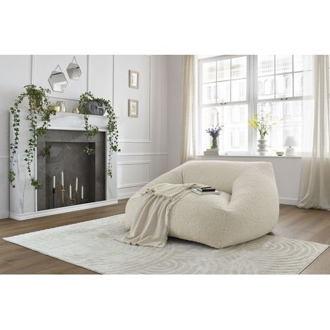 Bobochic – Pouf ultra moelleux 125x125cm – Tissu bouclette beige 100% polyester – Charge max 90kg – Style moderne et lignes arrondies (1/5)