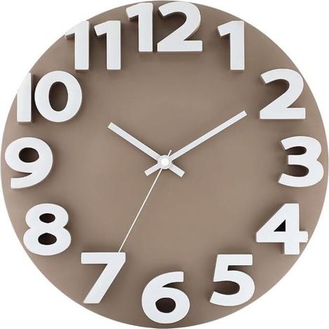 Bardusch-Horloge murale 30 cm plastique 3D – silencieuse – sans tic-tac – gris – salon/mur/déco maison (1/5)