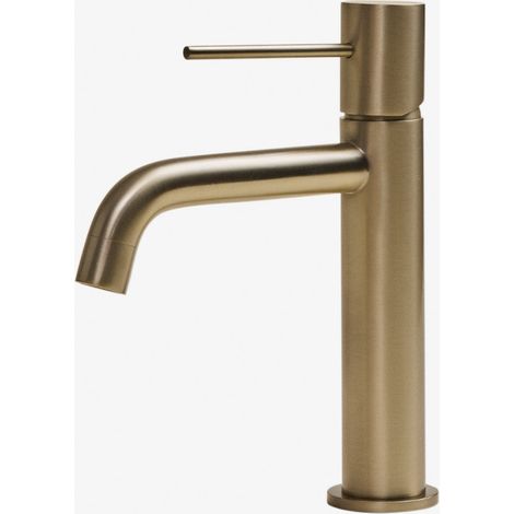 Sklum – Mitigeur de lavabo en laiton doré – Hauteur 20 cm – Bec fixe céramique avec aérateur haute performance – Débit 4,66 l/min