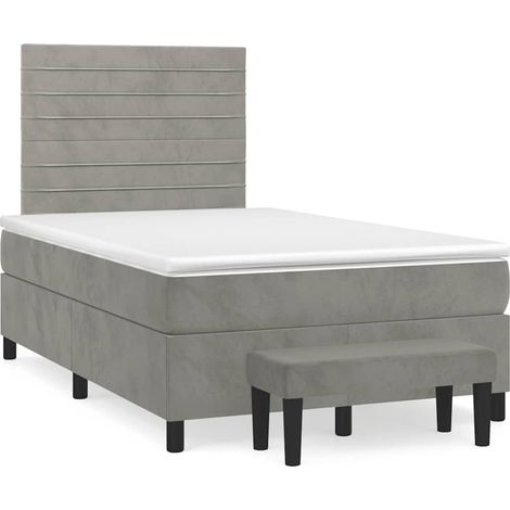 Boxspringbett mit Matratze Hellgrau 120x190 cm Samt (1/5)
