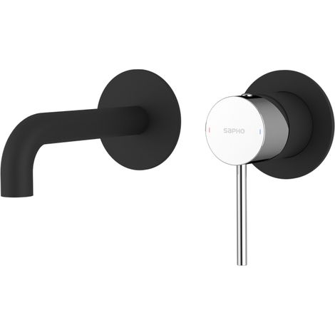 Mitigeur lavabo 2 trous à encastrer ULTRAMIX, bec 15cm, noir mat/chrome (1/2)