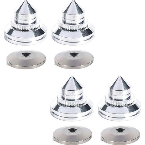 4 pieds de support d'enceinte 28x25mm, patins en cuivre pur, pointes coniques dorées. (1/5)