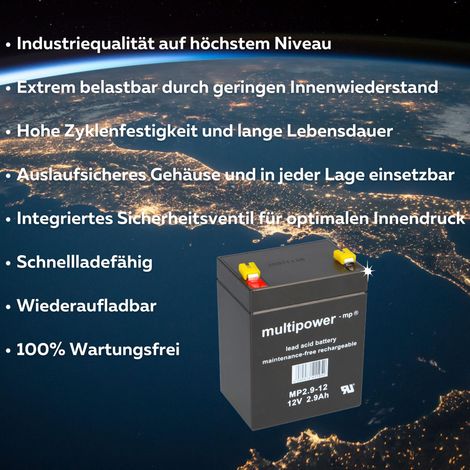 12V 2,9Ah Bleigel, für Samitec Hebesysteme zum Selbsteinbau 2 Stück (1/5)