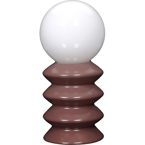 Lampe à poser céramique terracotta abat-jour globe (H41cm) sur piles