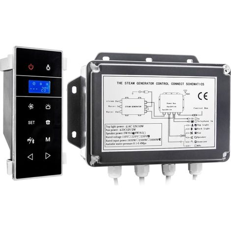 Poêle de sauna Poêle de sauna électrique, Générateur de vapeur de douche noir AC 3KW, vapeur de Sauna humide avec régla du temps et de la température, étanche IPX4 Chauffe-sauna pour bain de vapeur ( (1/5)