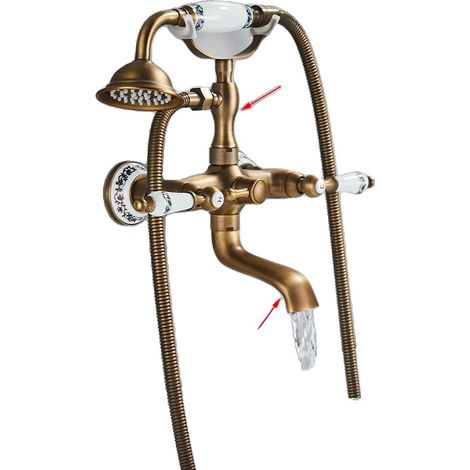 Robinet de baignoire, Bec de cascade, Design contemporain, Laiton antique A (1/2)