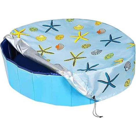 Pool cover - Pool tarpaulin - Round - With drawstring - Waterproof and tear-resistant - Suitable for outdoor pools - Blue tarpaulin - Prevents leaves and debris from entering - 160 x 30 cm (1/5)