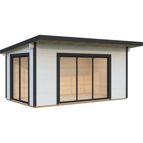 Abri de jardin en bois Grace 14,1 m2 Peint blanc + anthracite (1/5)