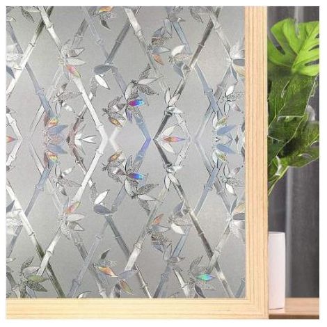 Film pour fenêtre, opaque, de l'extérieur,30 x 200 cm, auto-adhésif et protection solaire, large, en verre dépoli, sans colle, film brise-vue pour l'intimité à la maison/au bureau, aide au montage (1/4)