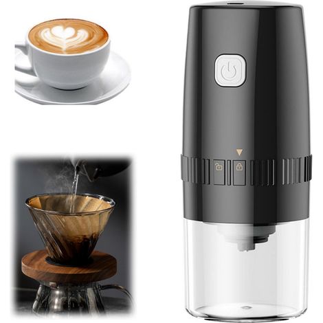 Moulin à café électrique - Moulin à sel et à poivre portable - Finesse de mouture réglable - Chargement USB automatique - 19 x 8 cm (1/5)