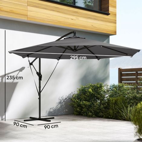 Parasol déporté gris foncé, manivelle double fixation housse protection (1/5)