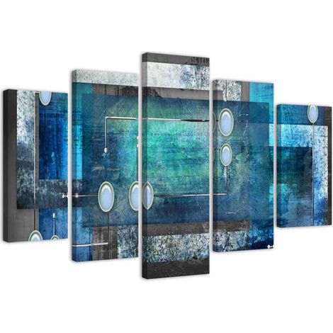 Stampa su tela 5 parti, Composizione blu - 200x100 (1/4)