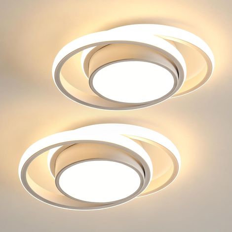 COMELY Set di 2 Plafoniere LED Bianche, Lampada da Soffitto Moderna 32W, Plafoniera Rotonda per Cucina Camera da Letto Corridoio Ufficio Soggiorno, Lunghezza 27cm (Luce Calda 3000K) (1/5)