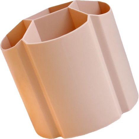 Porte-stylo/gobelet élégant en plastique, à plusieurs compartiments et grande capacité, idéal pour les filles, couleur marron. (1/5)