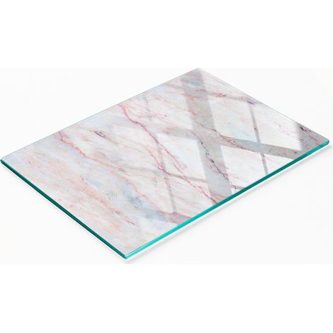 Planche de service de cuisine en verre trempé avec motif marbre 80x52 cm (1/5)