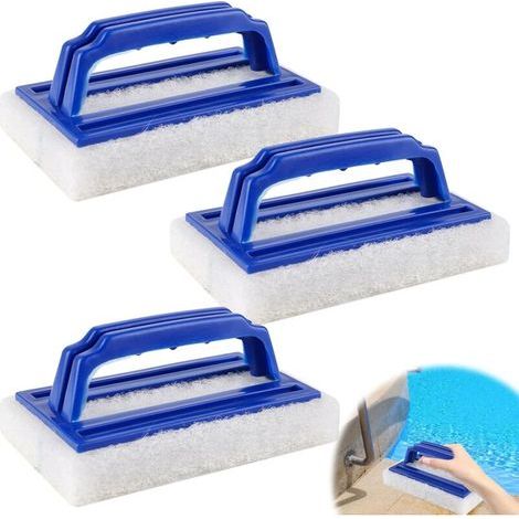 Lot de 3 brosses de piscine avec manche, brosse de nettoyage, brosse pour la ligne d'eau, outil de nettoyage pour piscine, sol et spa.