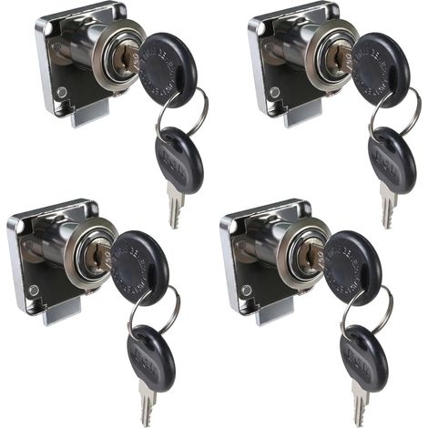 4 Pièces Serrure Meuble 22mm, Serrure Placard a Cle en Alliage de Zinc, Verrou Placard Antivol pour Tiroir, Armoire, Boite aux Lettres et Casier, Facile a Installer (1/5)