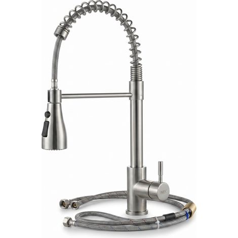 Grifo De Cocina Extraíble 360 Grados Con Ducha Extensible Acero Inoxidable (1/5)