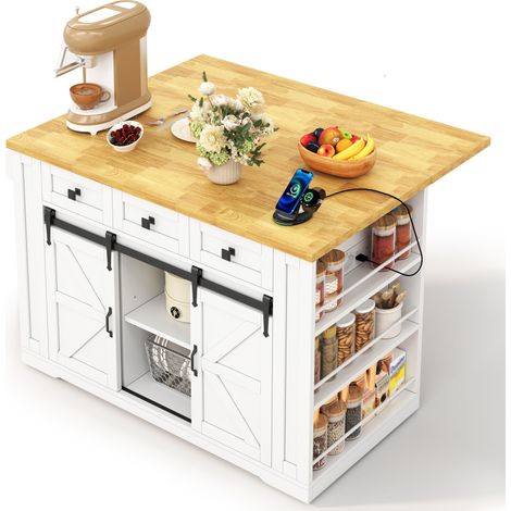 Îlot central de cuisine Extensible Noir 120x40x95cm 3 Tiroirs 2 Étagères Pivotant Réglable Roulettes MDF Cuisine Rangement Pratique (1/5)