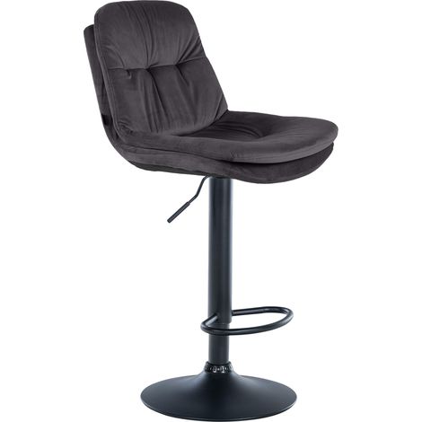 Sgabello alto x1 per cucina e bar con seduta in morbido velluto nero e struttura in metallo nero 100005694
