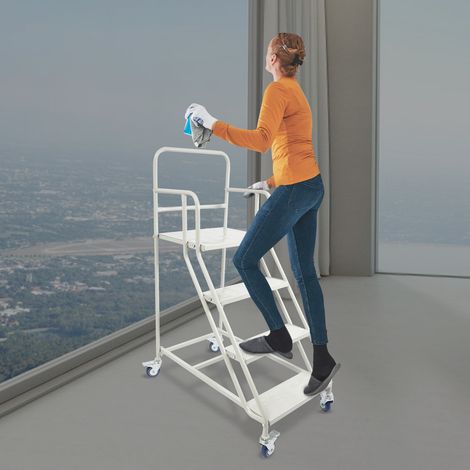 4-Stufige Industrie-Lagertreppe Treppe Mit Rädern Rolltreppe 400kg/881.85 lbs
