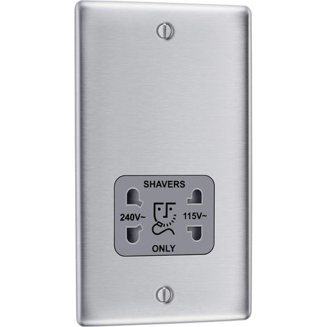 prise pour rasoir 115/240 V double tension en acier brossé, NBS20G-01 (1/5)