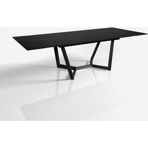 Tavolo allungabile in ceramica e acciaio 160/200/240 x 91 Mohill Evo - Effetto marmo nero (1/5)