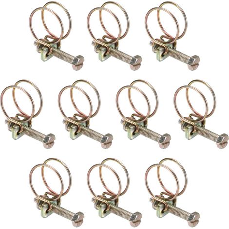 10Pcs Collier De Serrage Réglable À Double Fil 16-18mm Collier De Serrage Pour Tuyau En Acier Au Carbone Pour Tuyau En Caoutchouc PVC Pour Pompe À Piscine Et Collecteur De (1/5)