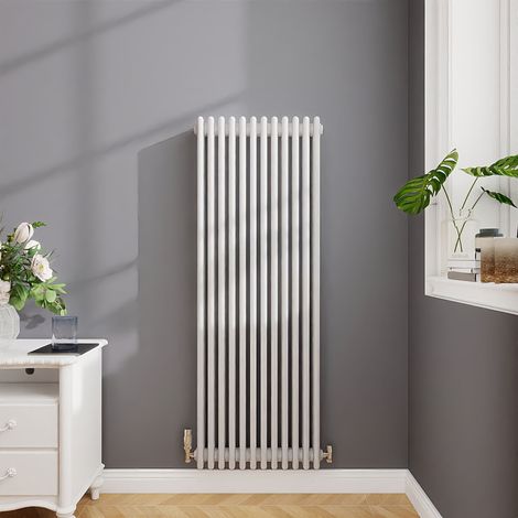 Biubiubath Traditional Cast Iron Style Radiator Vertical 4 Column White 1500x560mm