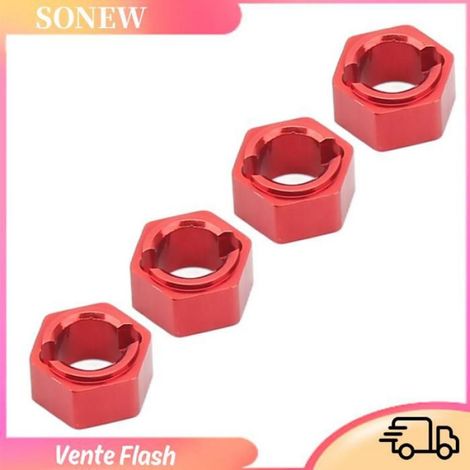 Sonew Moyeux de roue hexagonale 7mm Hex Wheel Hubs En Alliage D'aluminium RC Wheel Hex Drive Adaptateur jouets detachee Rouge (1/5)