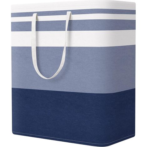 Grand panier à linge imperméable, autoportant et pliable, idéal pour les dortoirs et les maisons (bleu, 100 litres)